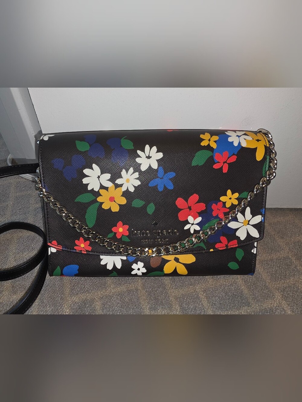 kate spade Black Floral Chain Shoulder Bag